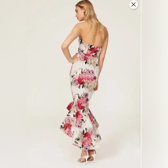 Elle Zeitoune Gorgeous Floral Satin Dress S - Picture 3 of 10